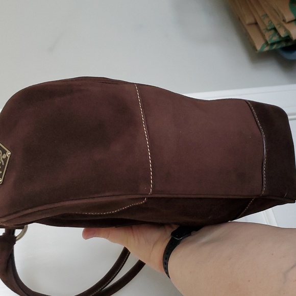 PRADA Borsa a Spalla in Crosta Caffè Suede circa Y2K - Picture 8 of 8